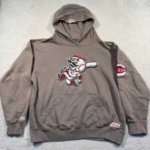 Vintage‎ Y2K Stitches Cincinnati Reds Hoodie Sweatshirt Women's Small Boxy Baggy